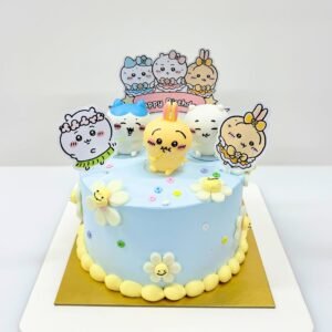 Smiley Floral Chiikawa Figure Cake Design