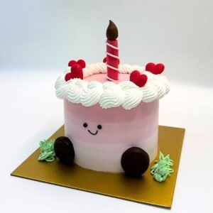 Jellycat Birthday Candle with Choco Heart Cake Pink Theme Design