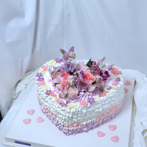 Butterfly Garden Heart Cake Design