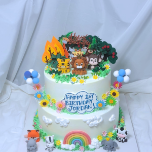 Two-tier Animal Party Cake Design