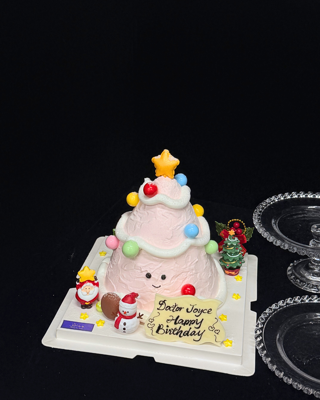 Pink Jellycat Christmas Tree Cake Design