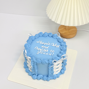 Blue Theme Ribbon Cake Design