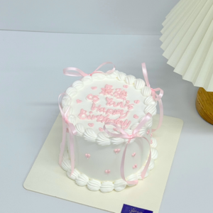 Pink Ribbon Love Theme Cake Design